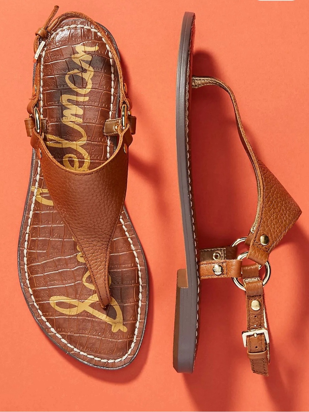 Sam Edelman Brown Leather Thong Sandals